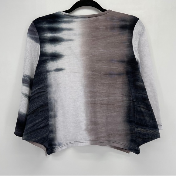 Alembika Brown White Black Asymmetrical Hem Top - Picture 3 of 5